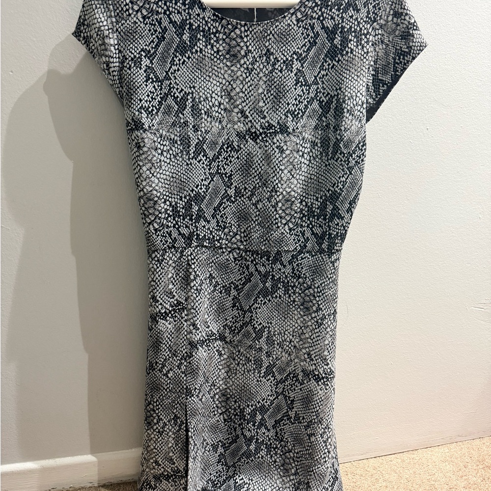Babaton Black & White Snake Print Midi Dress